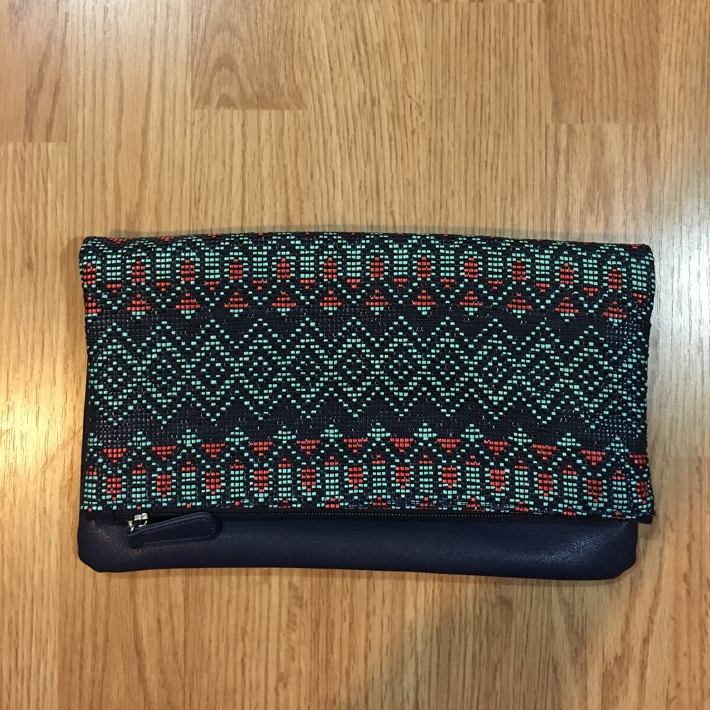 Blue and orange clutch