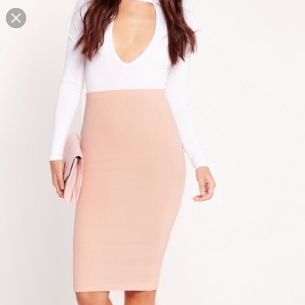 Missguided. Blush skuba skirt midi pencil skirt