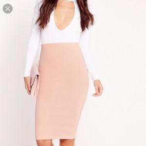 Missguided. Blush skuba skirt midi pencil skirt
