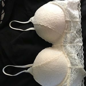 VS PINK white lace bra