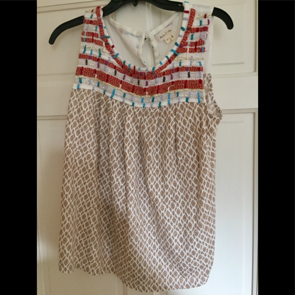 Anthropolgie cotton embroidered shell