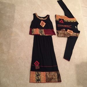 3-Piece Tribal Skirt and Tank Set, Size L