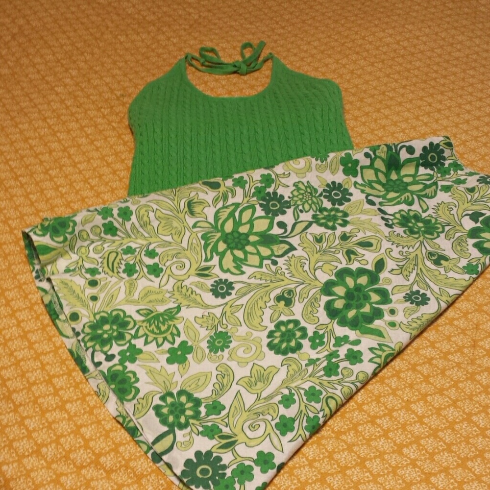 Gap, green halter sweater and skirt