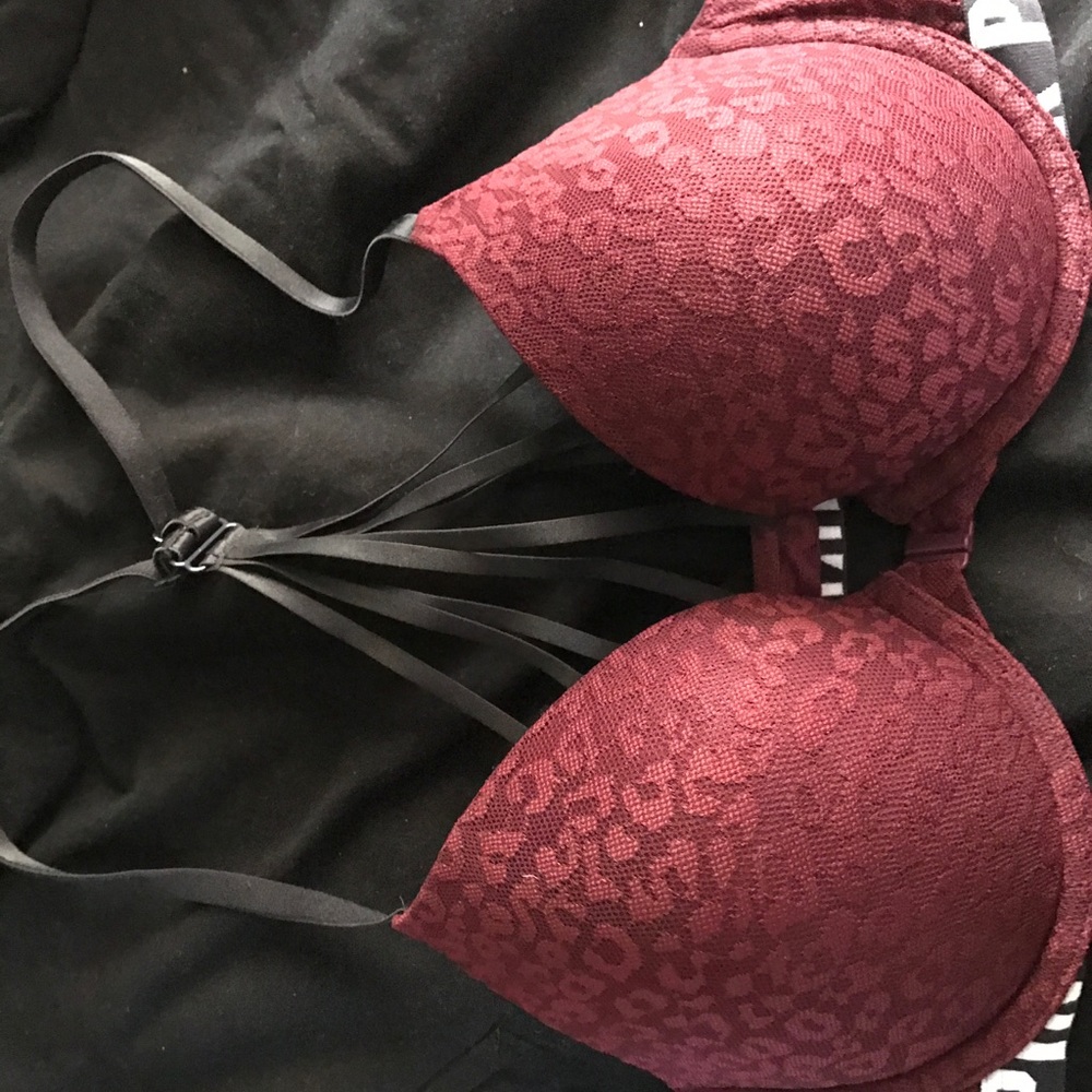 VS PINK maroon strappy bra