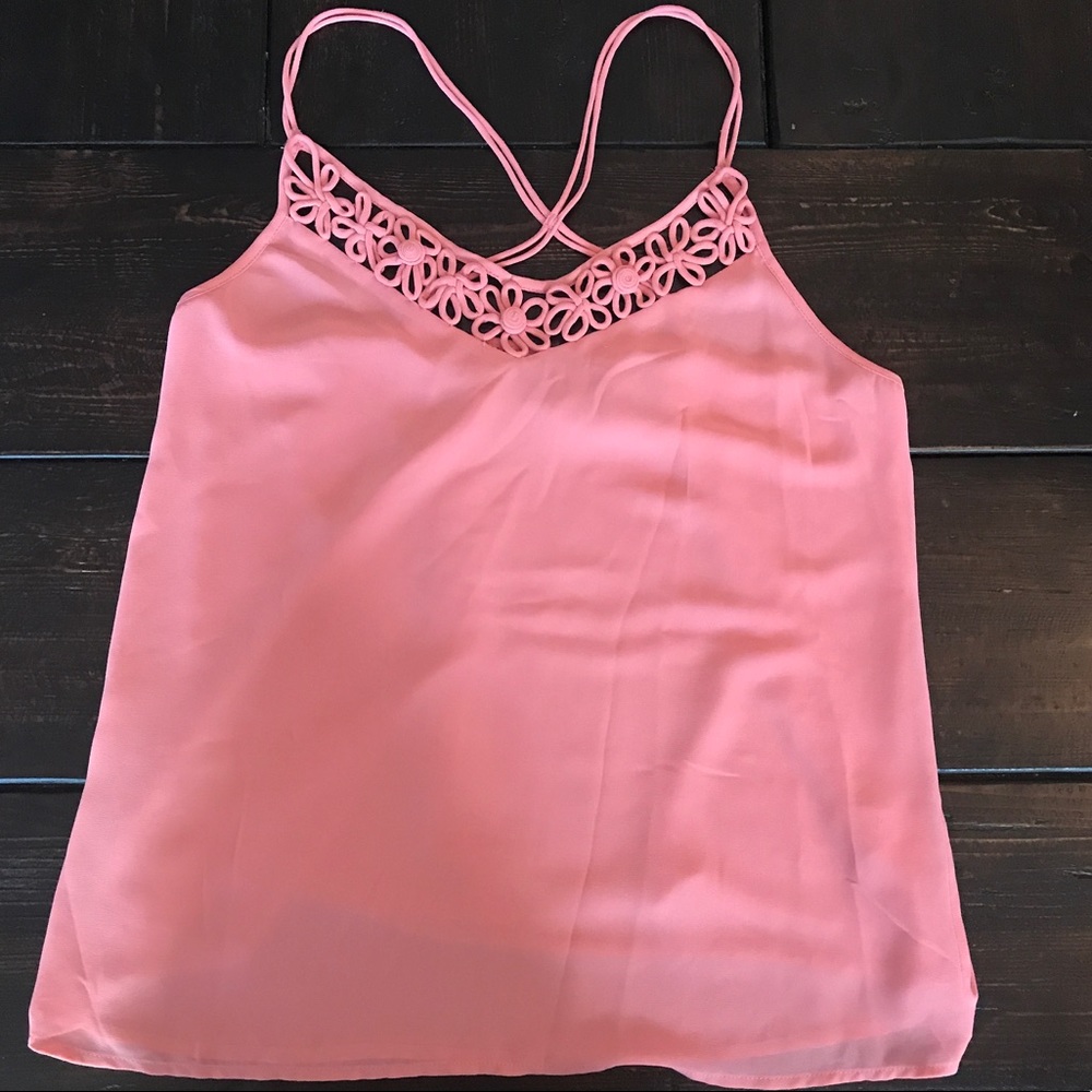 Naked Zebra Pink Cami Tank Top Floral Detail Med