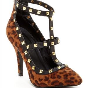 Leopard Suede Studded Pump
