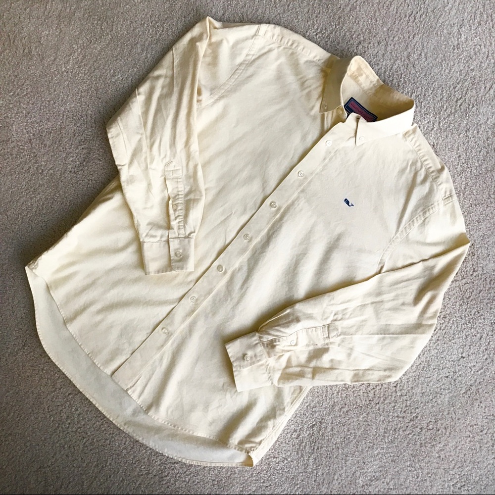 Vineyard Vines Mens Whale Shirt Yellow Button Down