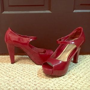 Scarlet red Mary Jane pumps