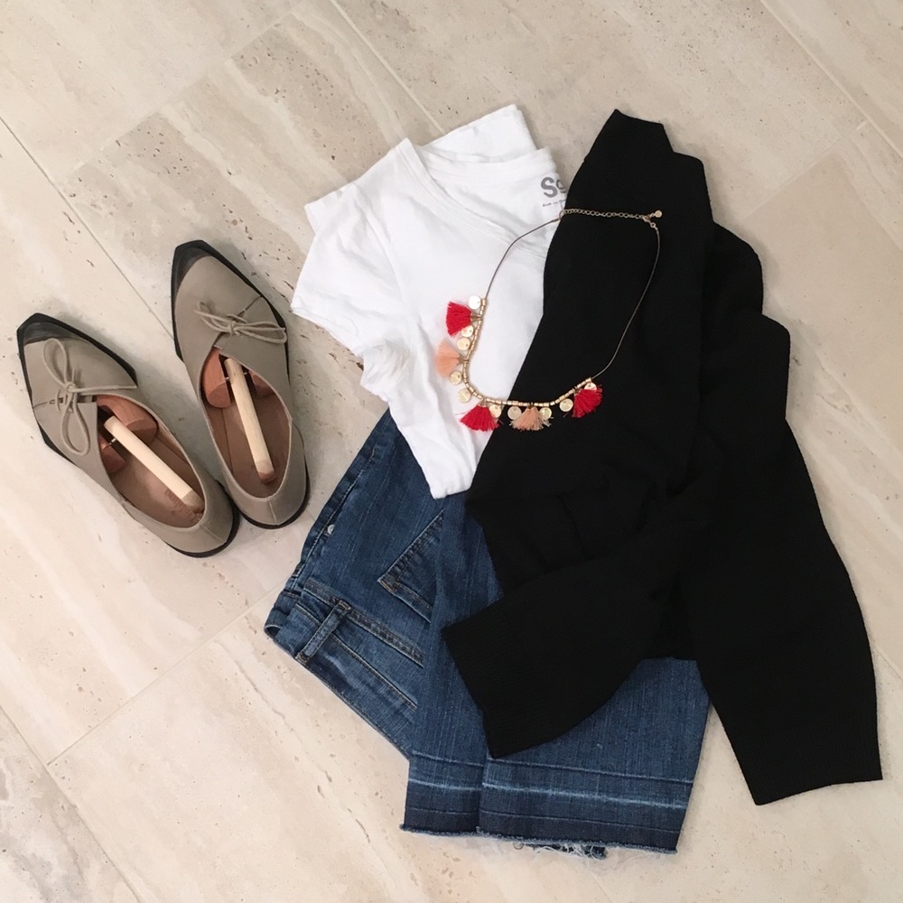 Cable & Guage Black Crop Cardigan
