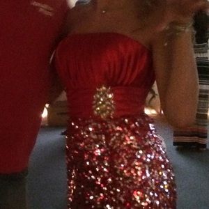 Studio I7 Prom Dress Red & Silver sequin sparkly