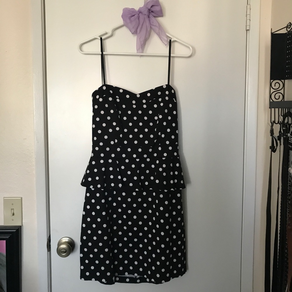 Polka dot peplum wiggle dress PINUP