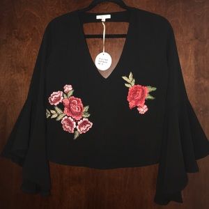 Cute black flower blouse