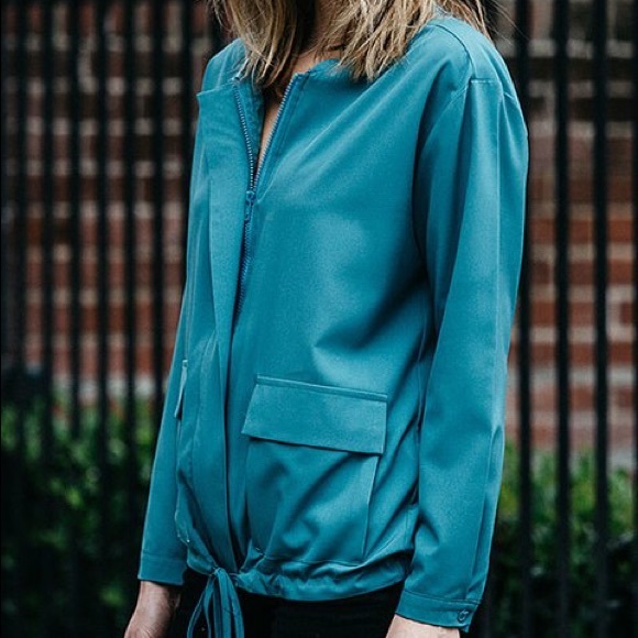 Amaryllis Jackets & Blazers - Emerald Drawstring Zip Jacket / Top