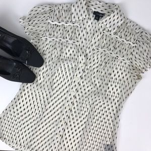 East 5th cream blouse black diamonds small