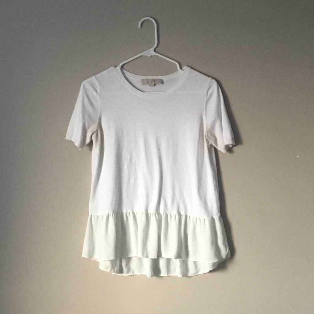Loft white peplum style top - size small petite