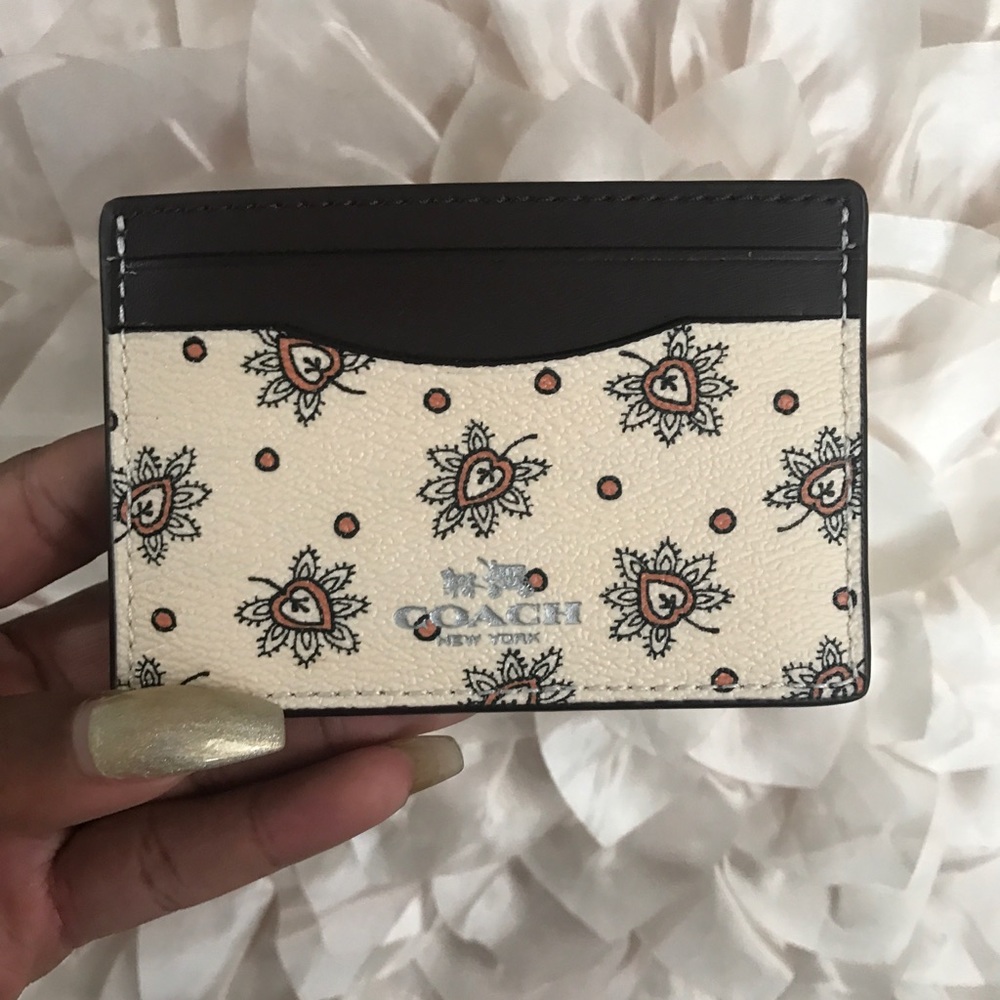 🆕Coach White Paisley Print Cardholder Wallet NWT