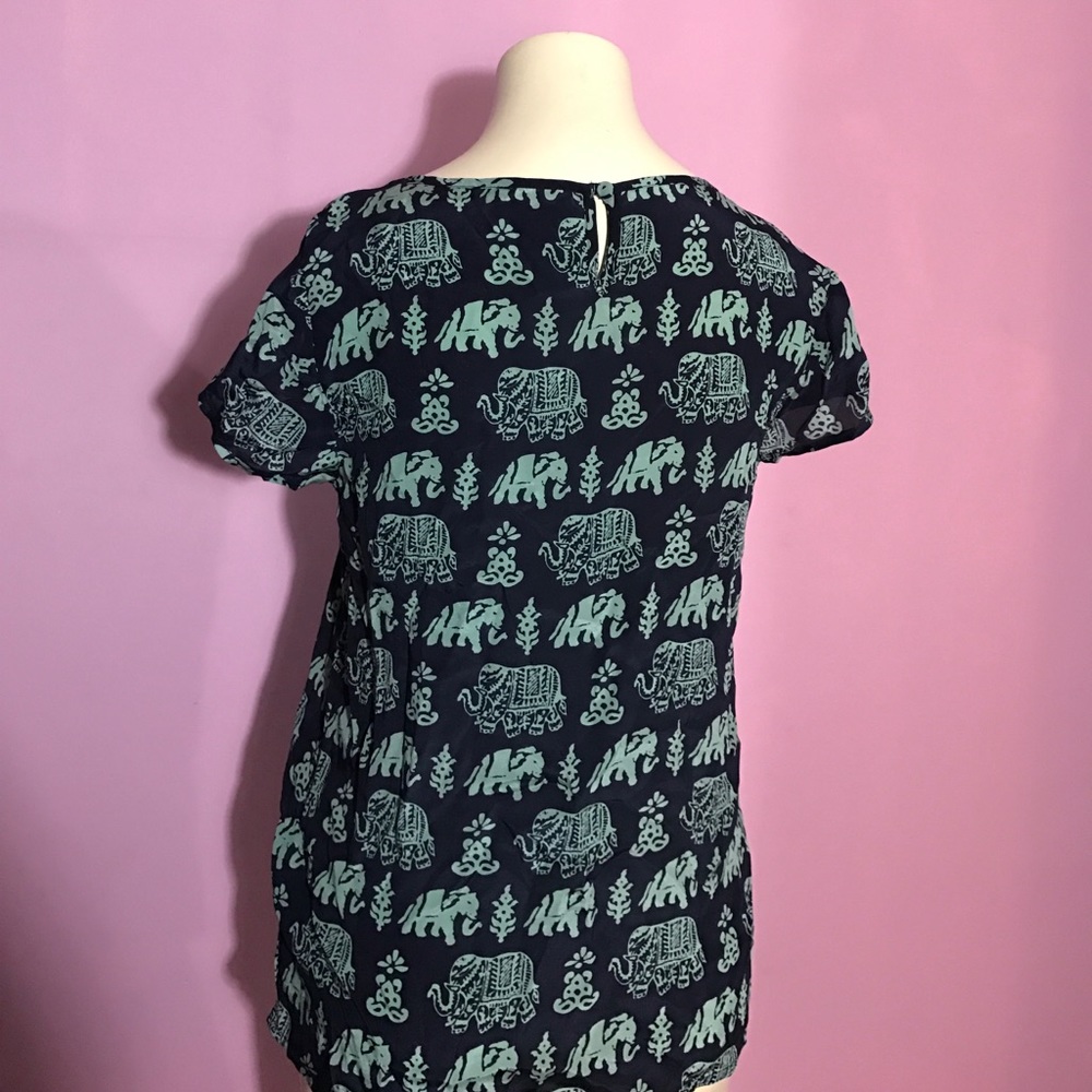 Lucky Brand navy elephant print blouse - Picture 6 of 8