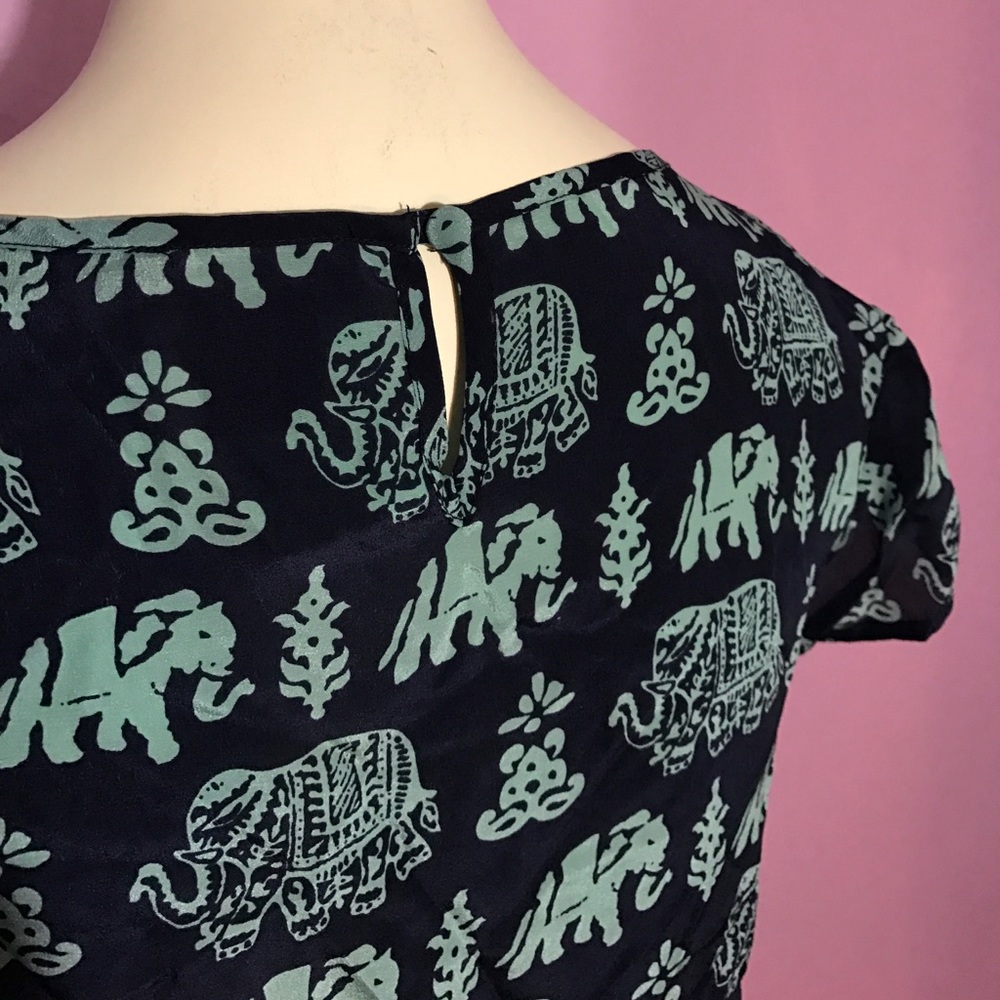 Lucky Brand navy elephant print blouse - Picture 7 of 8