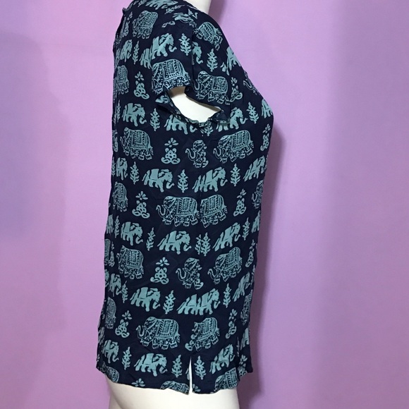 Lucky Brand navy elephant print blouse - Picture 5 of 8