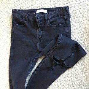 distressed high waisted black jeans