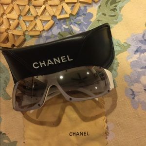 Authentic Chanel white logo sunglasses