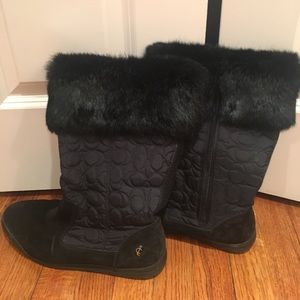 coach talen black signature suede fur winter boots