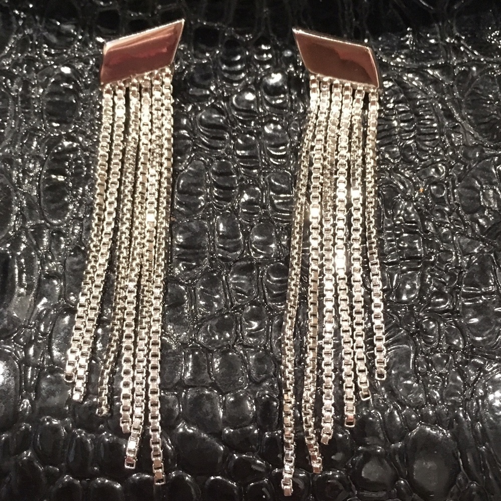 Vince Camuto Silvertone Fringe Earrings