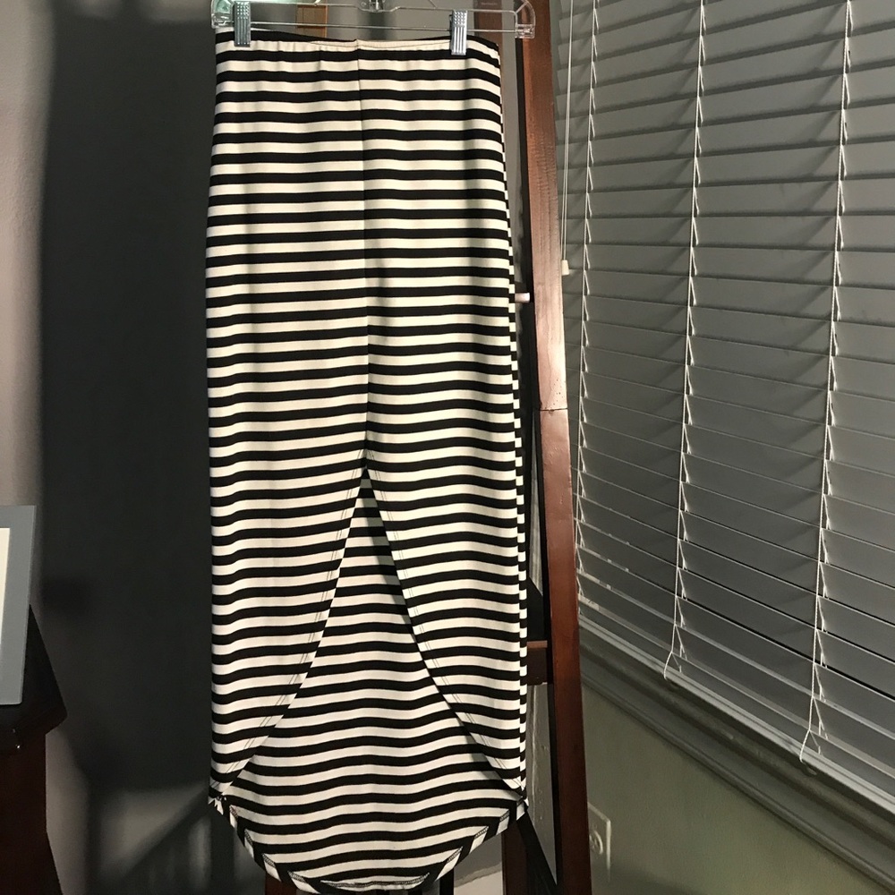 Black and white striped maxi skirt