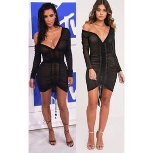 PrettyLittleThing ruched mesh dress