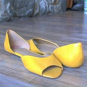 Nine West Womens Flat Shoes Yellow Leather
