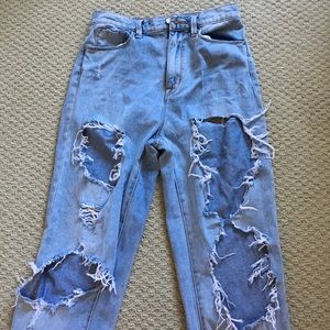 high waisted distressed urban loose fit jeans