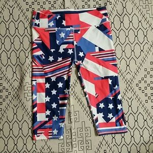 Fabletics Red, White & Blue Crop Gym Leggings