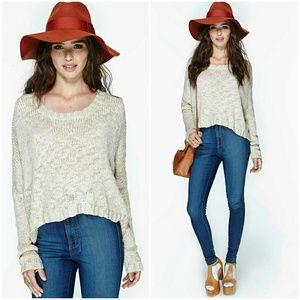 Fawn Crop Sweater Wide Boxy Dolman Sleeve Oversize
