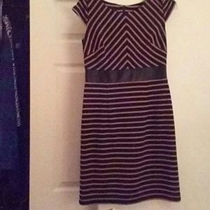 Knit dress stripe black and tan dress
