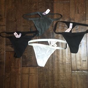 Victoria's Secret 4 V-String cotton panties. NWT