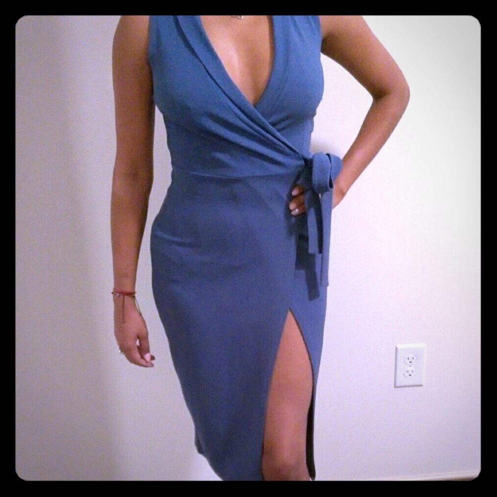 Boohoo Blue Wrap Dress size 4