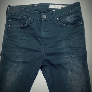 Men's Skinny Resin Waxed Jeans.