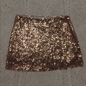 Rose gold sequin mini skirt