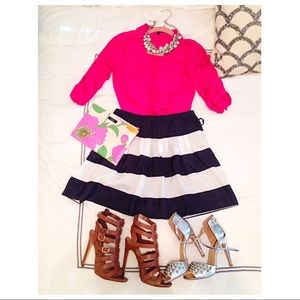 J. Crew Navy & White Striped Skirt