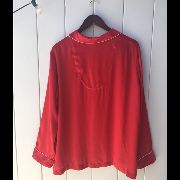 Vintage red silk men's sleep wear shirt dress - Picture 6 of 8