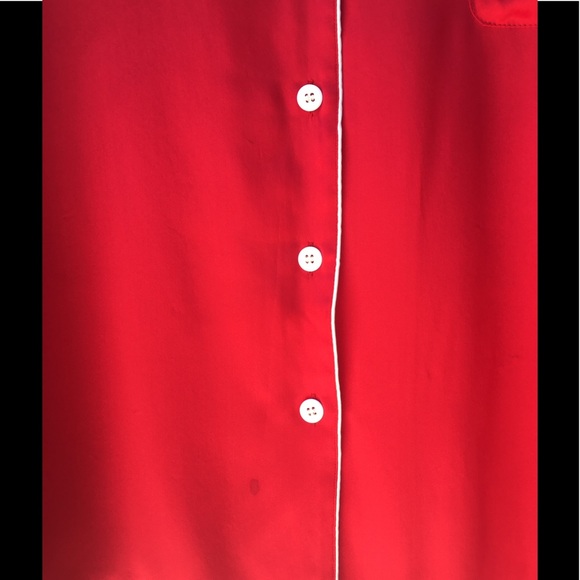 Vintage red silk men's sleep wear shirt dress - Picture 8 of 8