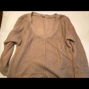 Free People Oversized Knitted V Neck Sweater