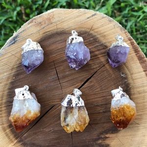 Raw Amethyst Crystal Necklace •