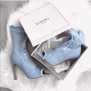 Simmi Light Denim Peep Toe Heel