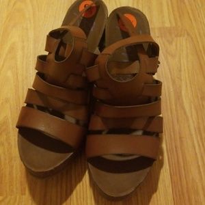 Brown platform sandals