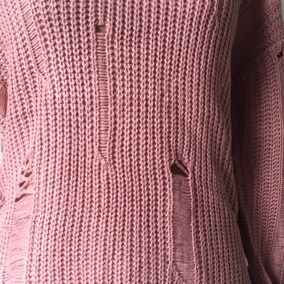 Distressed Oversized Sweater Mauve - Picture 6 of 7