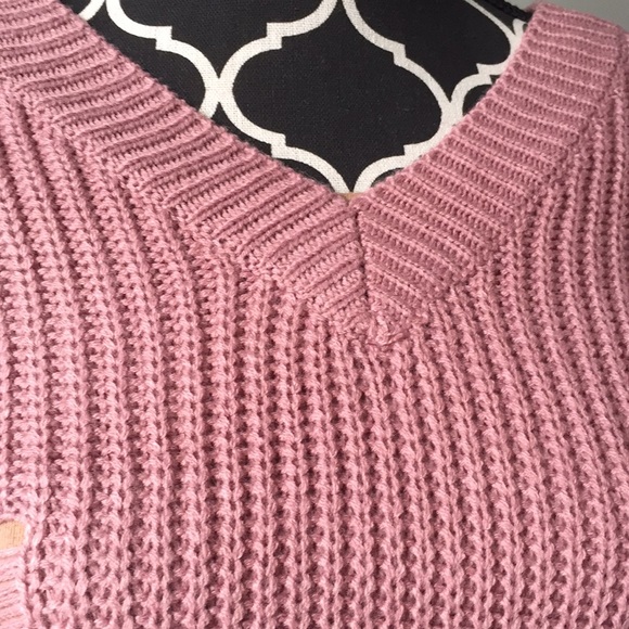 Distressed Oversized Sweater Mauve - Picture 7 of 7