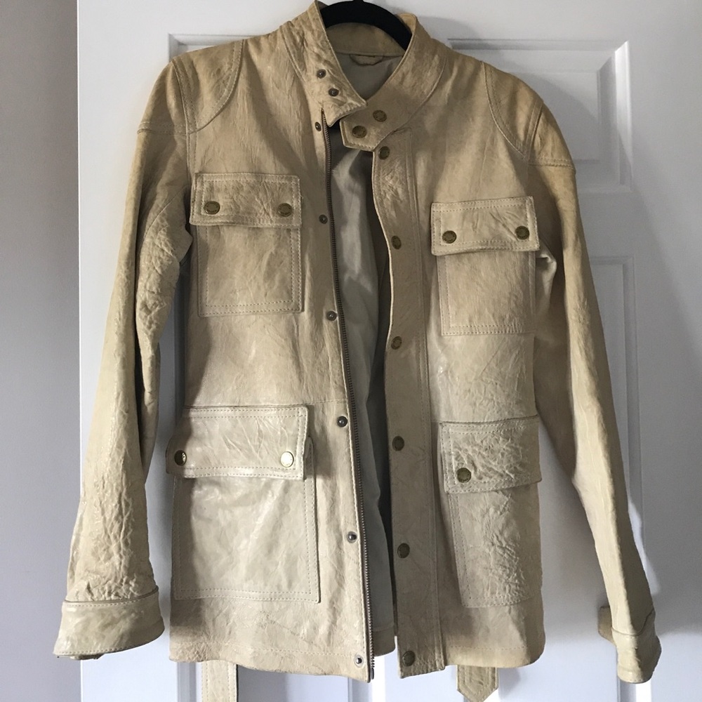 Authentic soft leather cream jacket  - Small Size