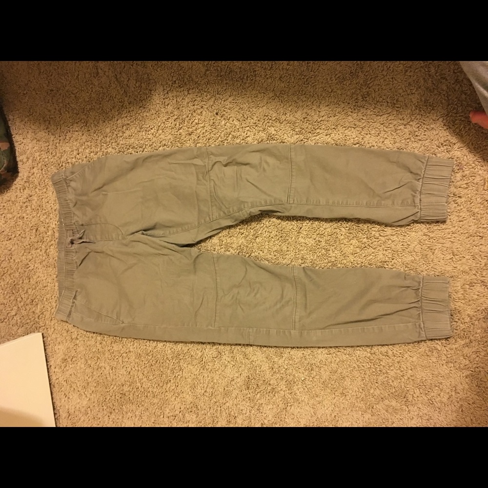 Grey Khaki bull head denim joggers size small