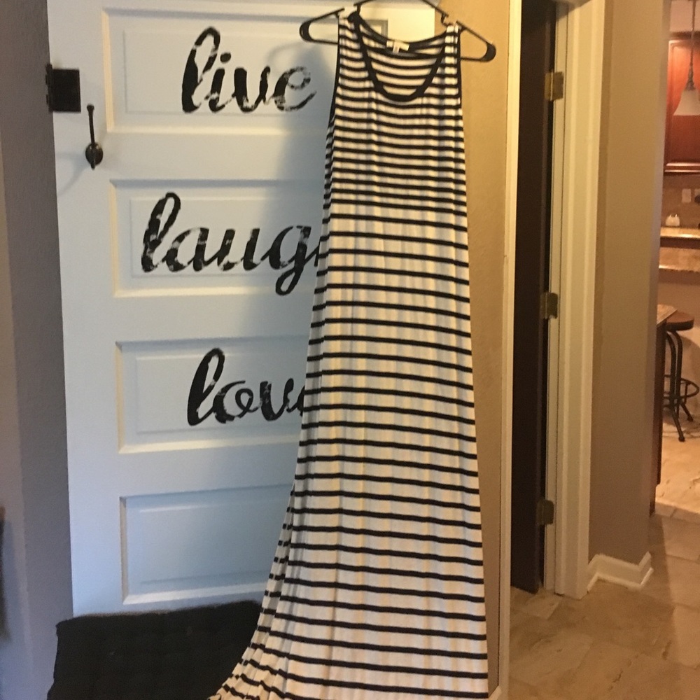 Striped navy blue and cream dress